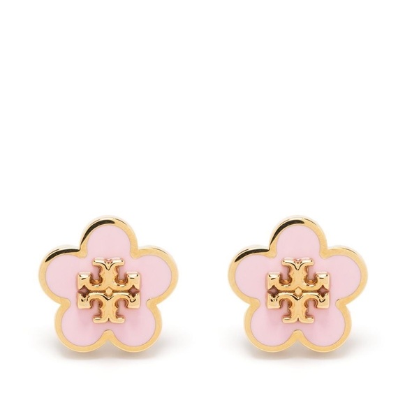 Tory Burch Jewelry - Tory Burch Pink and Gold Floral Studs